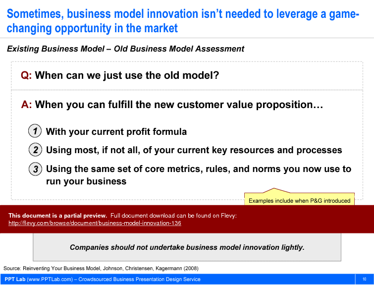 This is a partial preview of Business Model Innovation. Full document is 30 slides. 