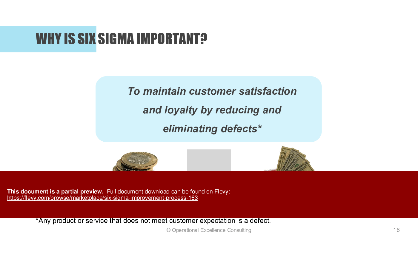 This is a partial preview of Six Sigma Improvement Process. Full document is 163 slides. 