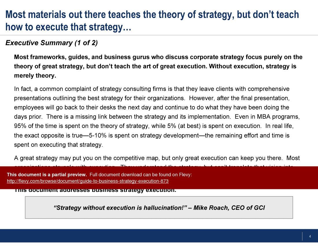 This is a partial preview of Guide to Business Strategy Execution. Full document is 48 slides. 