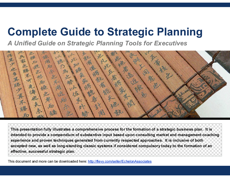 This is a partial preview of Complete Guide to Strategic Planning. Full document is 77 slides. 