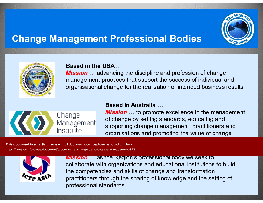 This is a partial preview of A Comprehensive Guide to Change Management. Full document is 586 slides. 