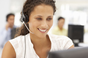 Businesswoman wearing headset