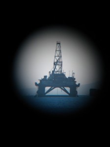 Oil rig in the Caspian Sea by Mark Ireland.