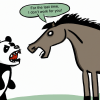 DALL·E 2022-09-29 12.31.32 - cartoon of a panda and a horse arguing with each other