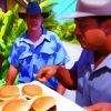 DALL·E 2022-09-29 11.56.39 - American salesman trying to sell a mcdonalds cheeseburger to pacific islanders in a village, digital art