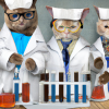 DALL·E 2022-09-29 10.55.49 - 3 cats dressed as inventors in a lab working together