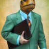 photo of a turtle dressed in a business suit holding a laptop, digital art, highly detailed, vibrant