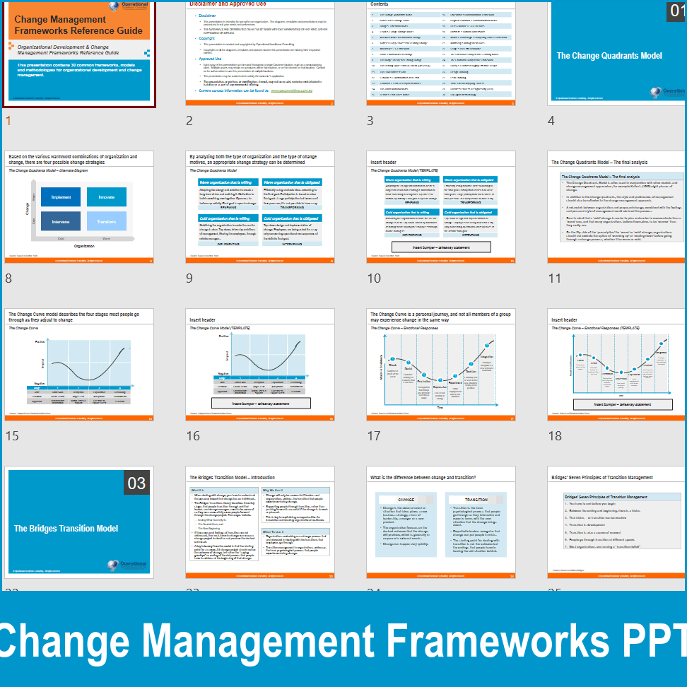 Key Change Management Frameworks PPT: Change Management Frameworks Reference Guide (402-slide PPT ...