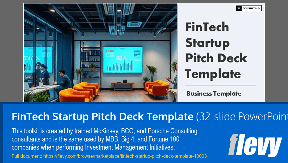 FinTech Startup Pitch Deck Template (32-slide PPT PowerPoint presentation slide deck (PPTX)) Preview Image