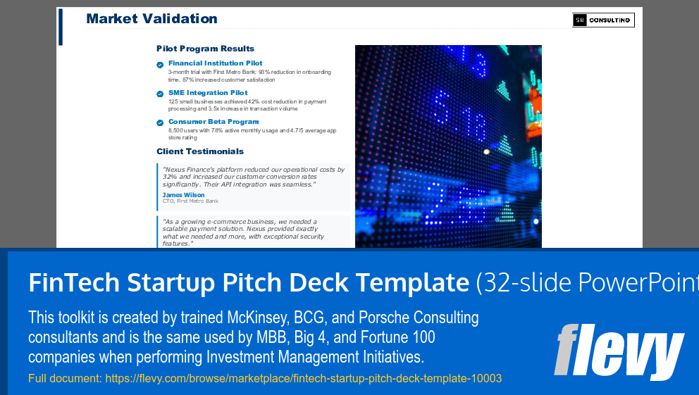 FinTech Startup Pitch Deck Template (32-slide PPT PowerPoint presentation slide deck (PPTX)) Preview Image