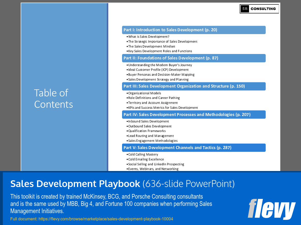 Sales Development Playbook (636-slide PPT PowerPoint presentation slide deck (PPTX)) Preview Image