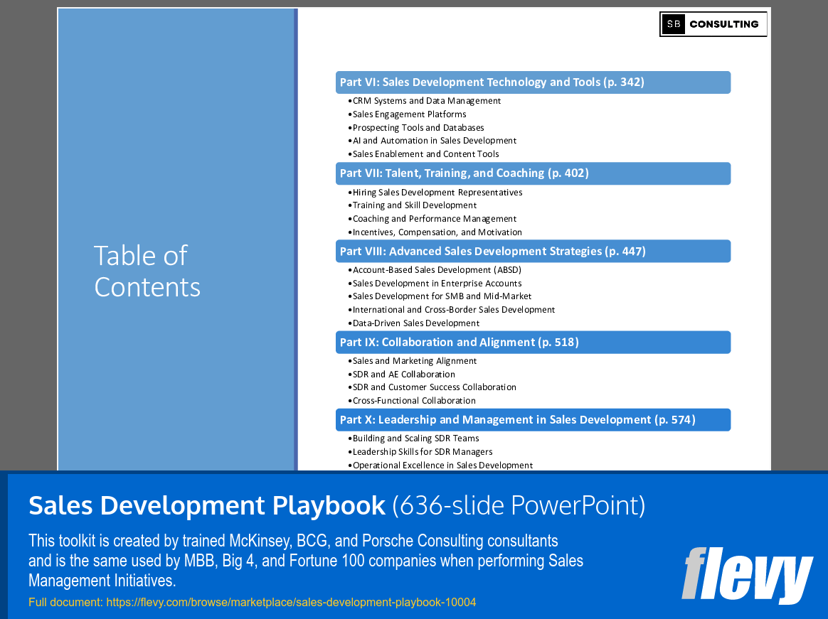Sales Development Playbook (636-slide PPT PowerPoint presentation slide deck (PPTX)) Preview Image