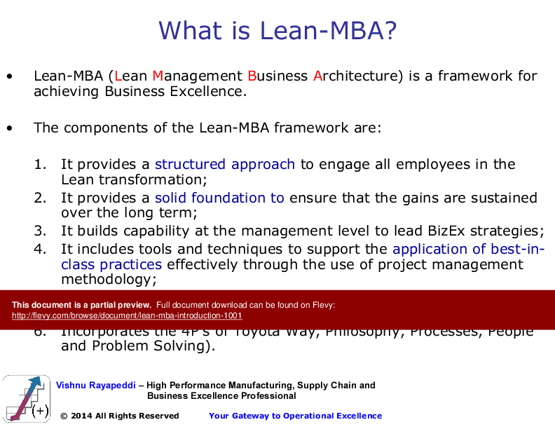 This is a partial preview of Lean MBA Introduction (69-slide PowerPoint presentation (PPTX)). Full document is 69 slides. 