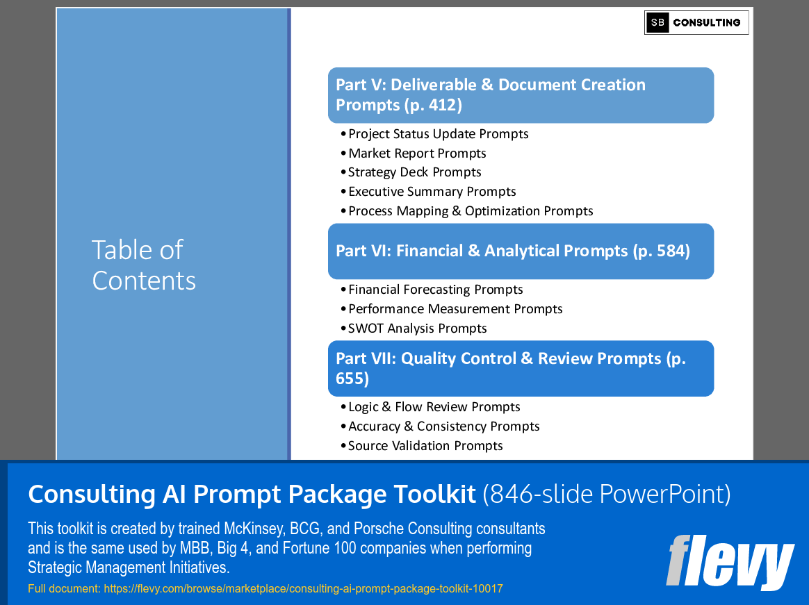 Consulting AI Prompt Package Toolkit (846-slide PPT PowerPoint presentation slide deck (PPTX)) Preview Image