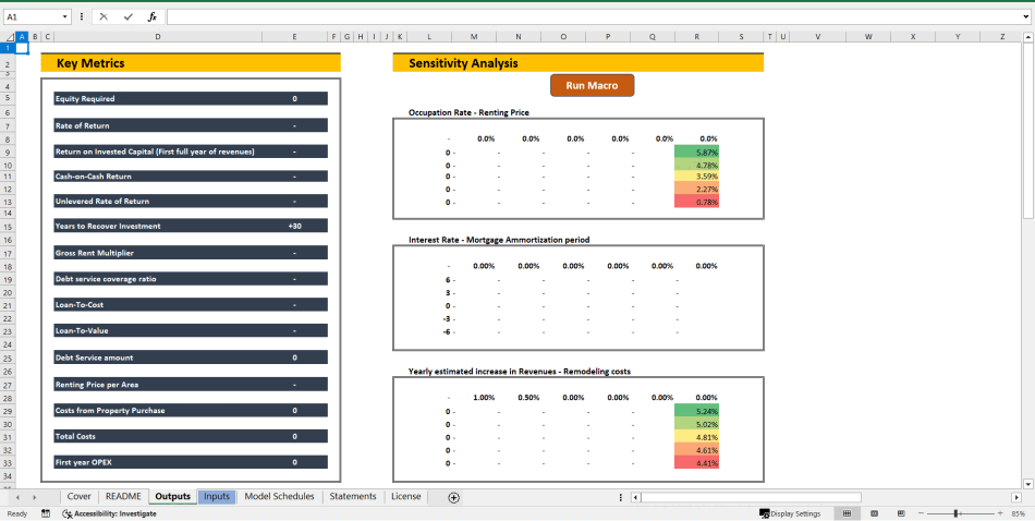 Rental Property Financial Model (Excel template (XLSM)) Preview Image