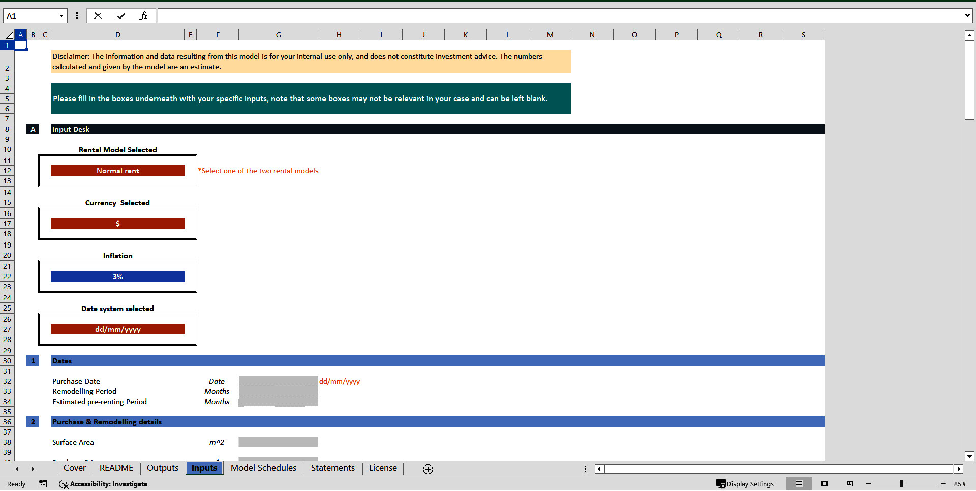 Rental Property Financial Model (Excel template (XLSM)) Preview Image