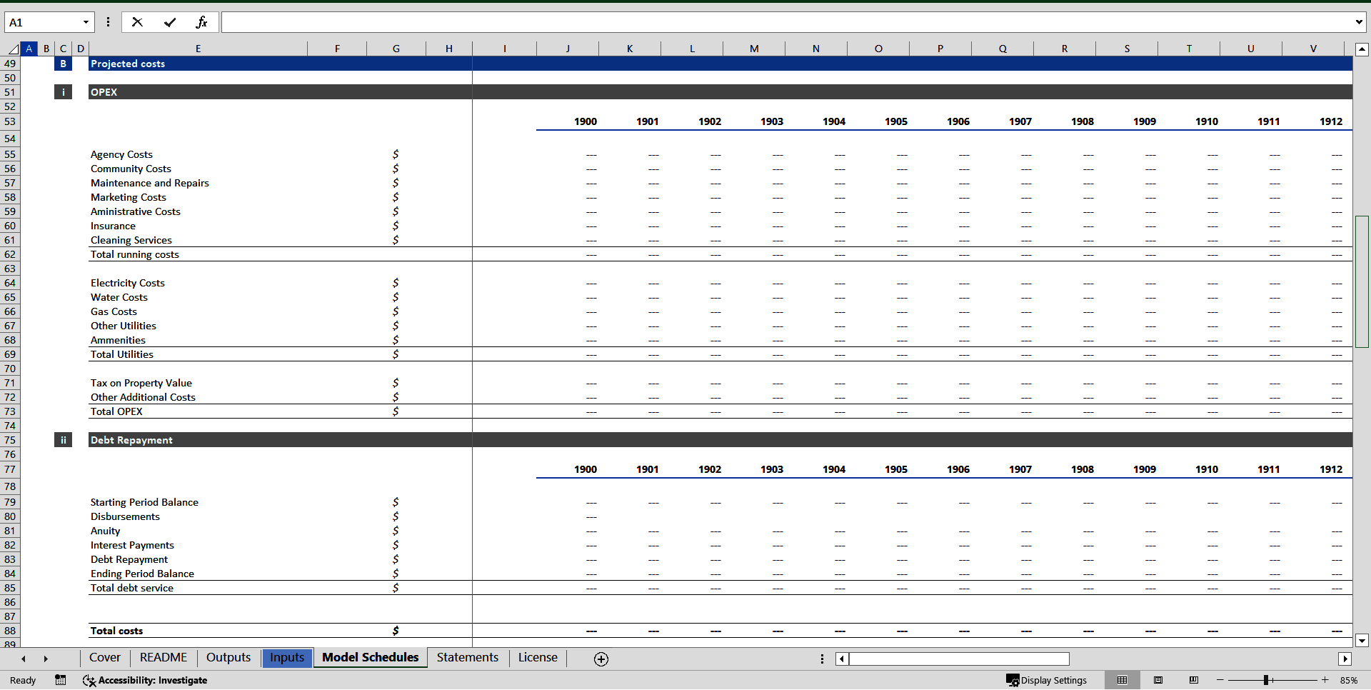Rental Property Financial Model (Excel template (XLSM)) Preview Image