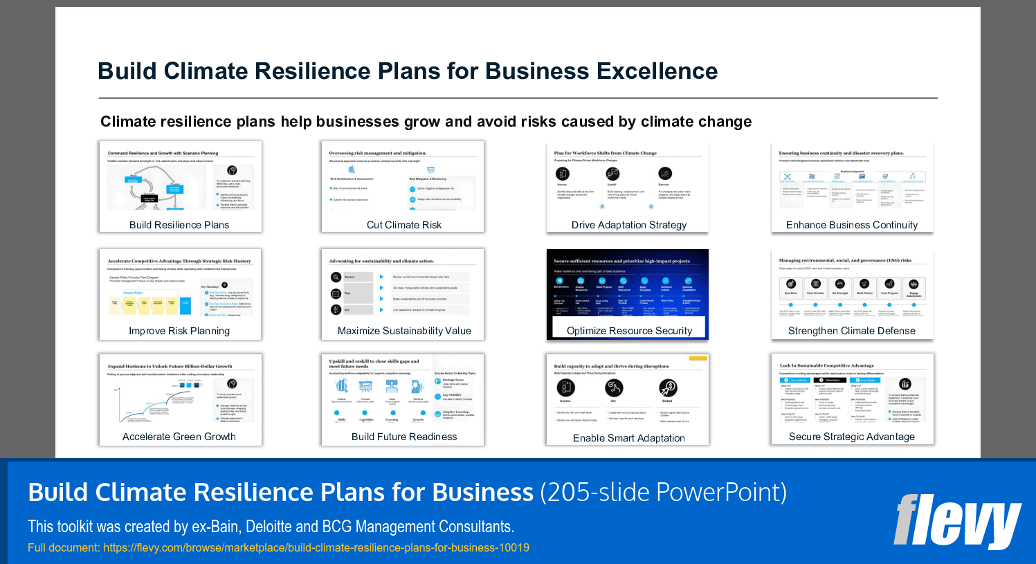 Build Climate Resilience Plans for Business (205-slide PPT PowerPoint presentation slide deck (PPTX)) Preview Image