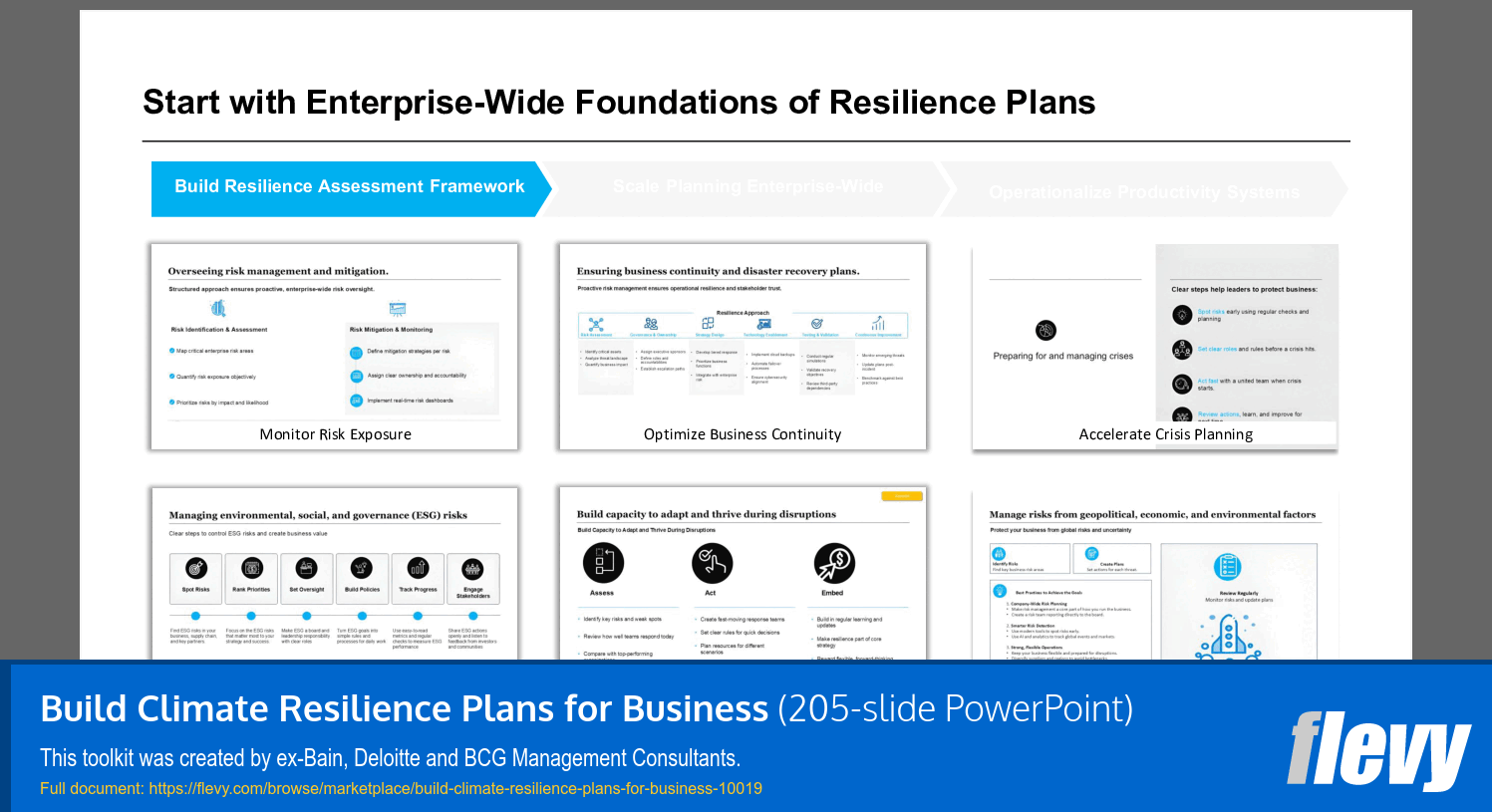 Build Climate Resilience Plans for Business (205-slide PPT PowerPoint presentation slide deck (PPTX)) Preview Image
