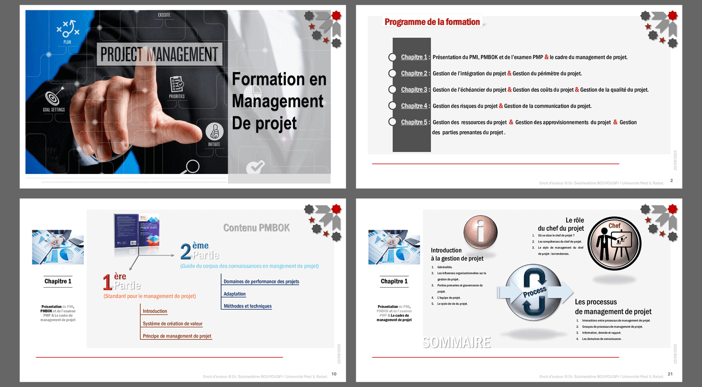 Introduction au PMP (99-slide PPT PowerPoint presentation slide deck (PPTX)) Preview Image