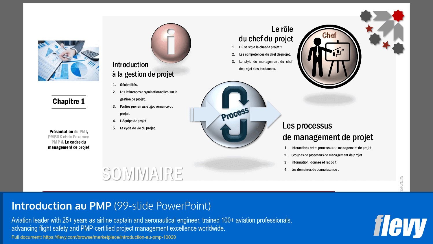 Introduction au PMP (99-slide PPT PowerPoint presentation slide deck (PPTX)) Preview Image