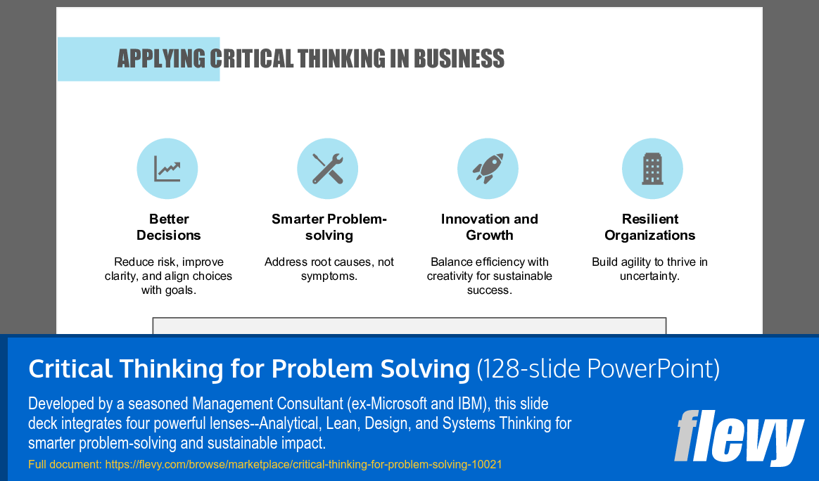 Critical Thinking for Problem Solving (128-slide PPT PowerPoint presentation slide deck (PPTX)) Preview Image