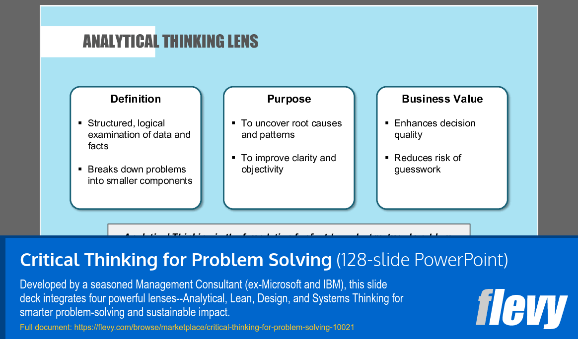 Critical Thinking for Problem Solving (128-slide PPT PowerPoint presentation slide deck (PPTX)) Preview Image