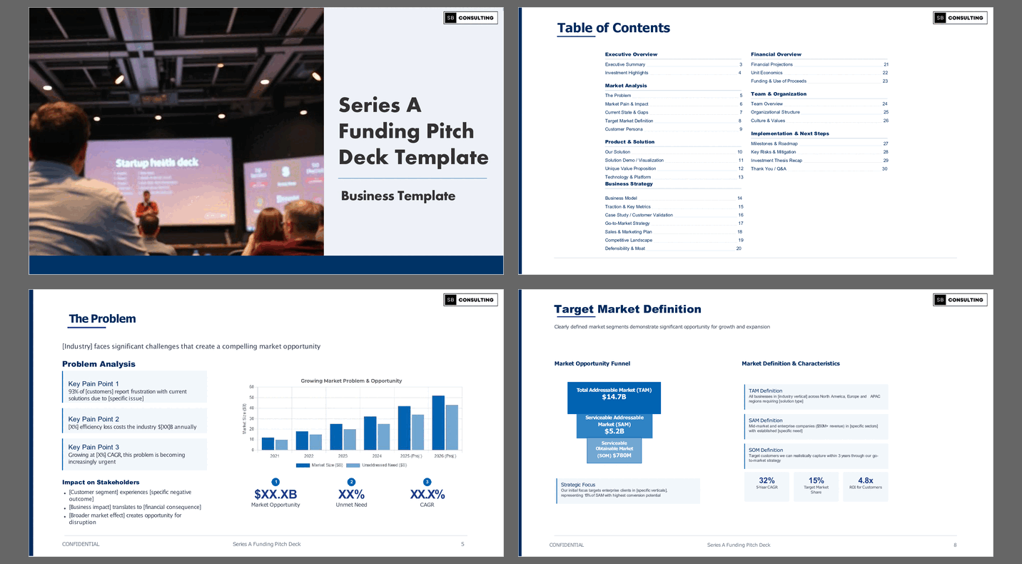 Startup Series A Funding Pitch Deck Template (32-slide PPT PowerPoint presentation slide deck (PPTX)) Preview Image