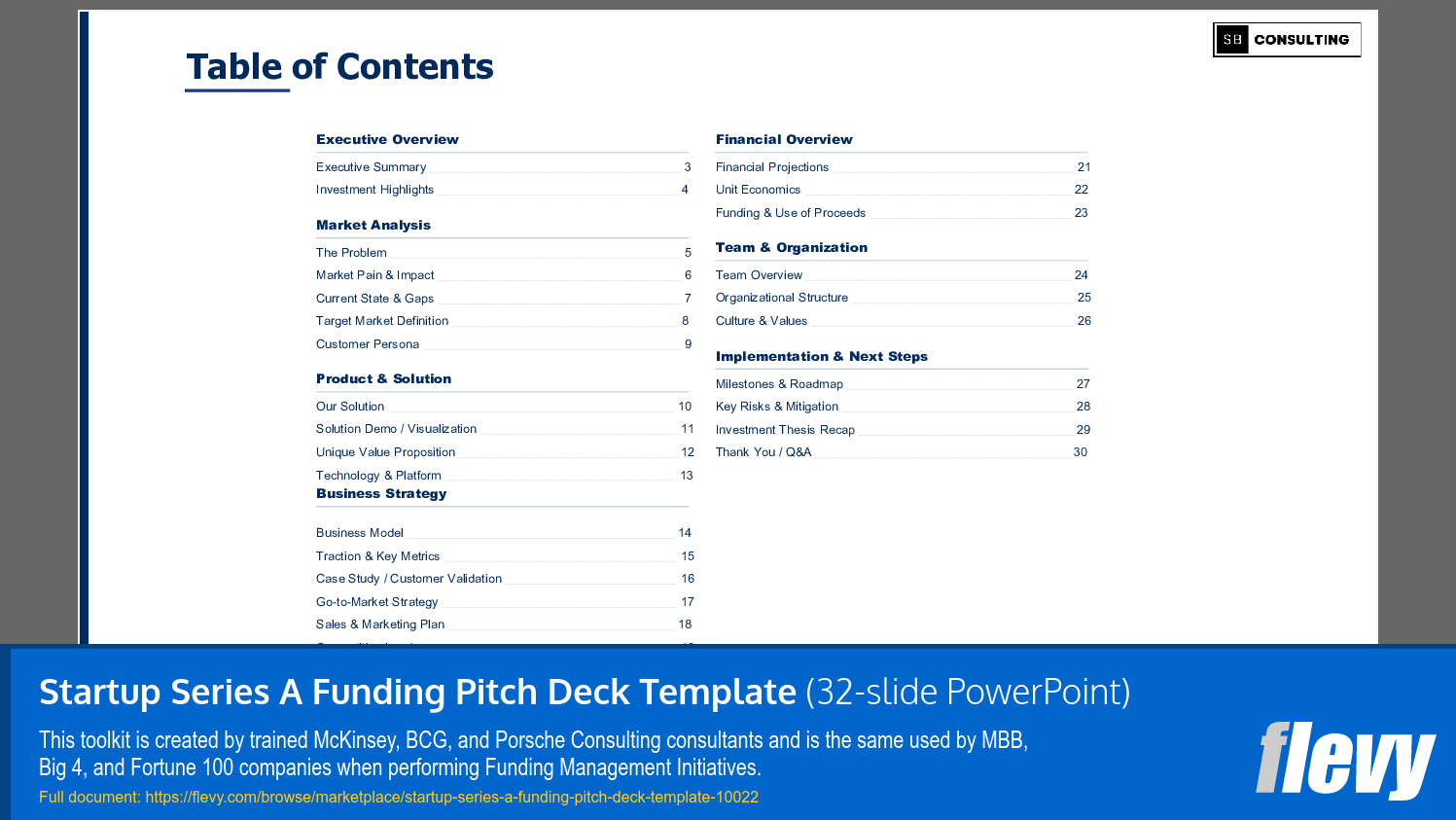 Startup Series A Funding Pitch Deck Template (32-slide PPT PowerPoint presentation slide deck (PPTX)) Preview Image