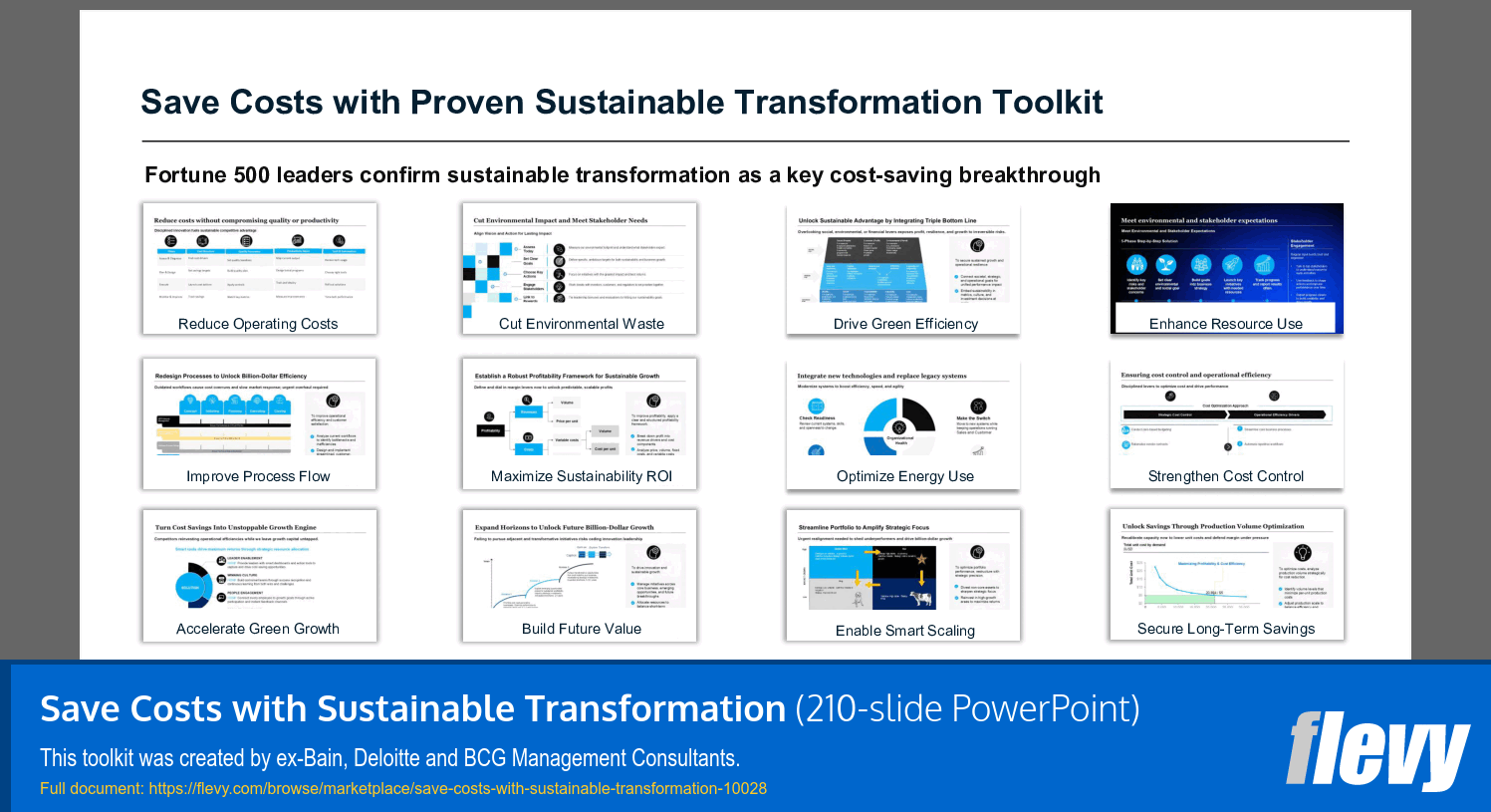 Save Costs with Sustainable Transformation (210-slide PPT PowerPoint presentation slide deck (PPTX)) Preview Image