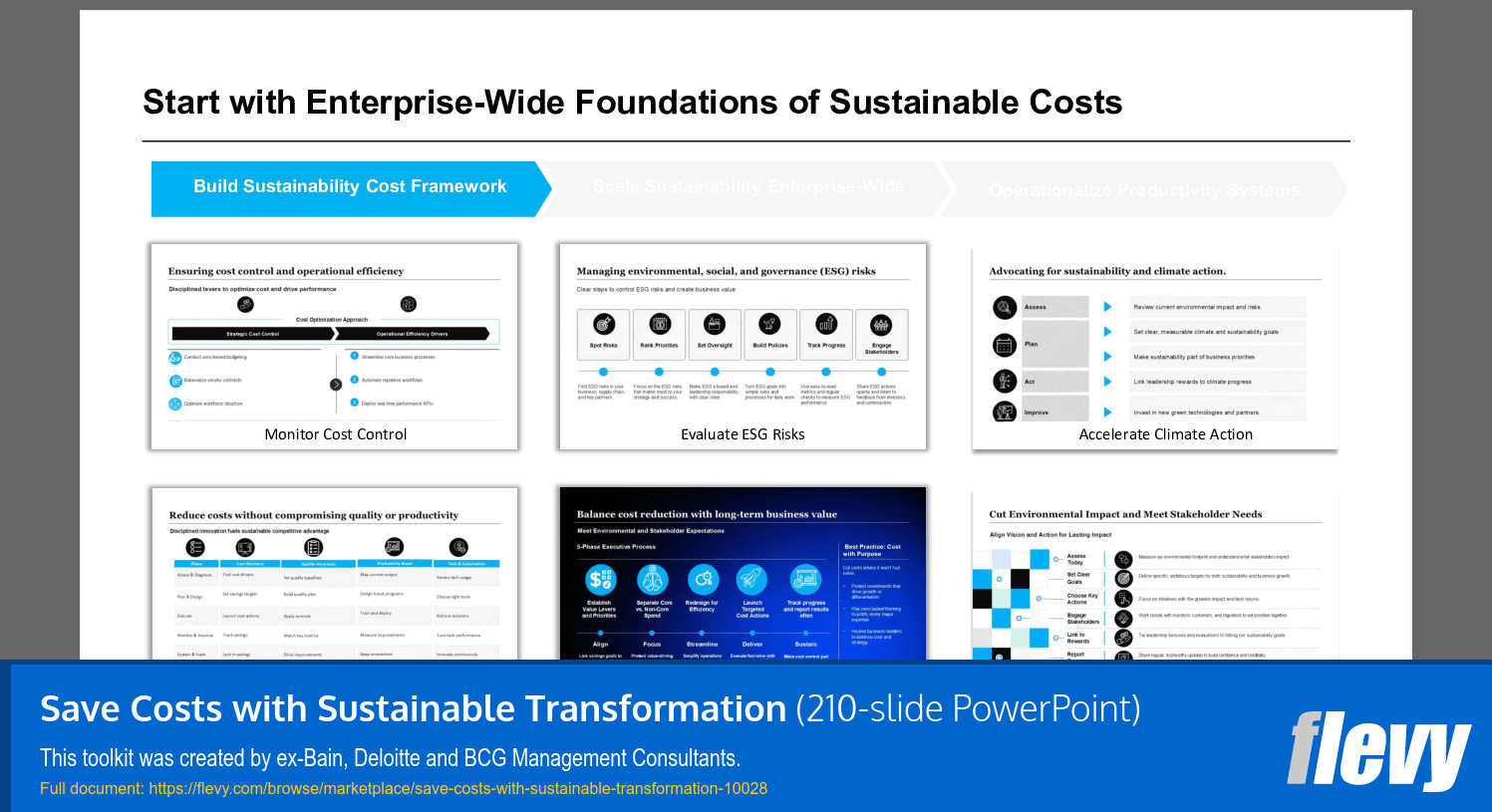 Save Costs with Sustainable Transformation (210-slide PPT PowerPoint presentation slide deck (PPTX)) Preview Image