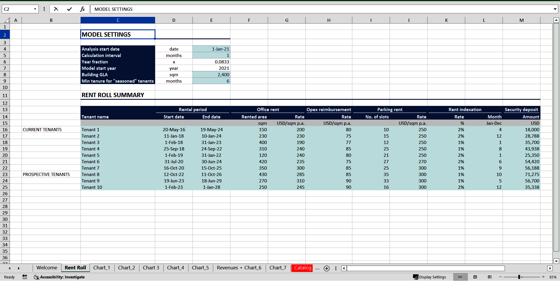 Rent Roll Analysis (Excel template (XLSX)) Preview Image