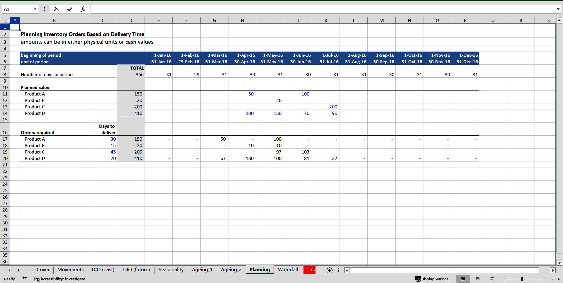 Inventory Analysis and Management (Excel template (XLSX)) Preview Image