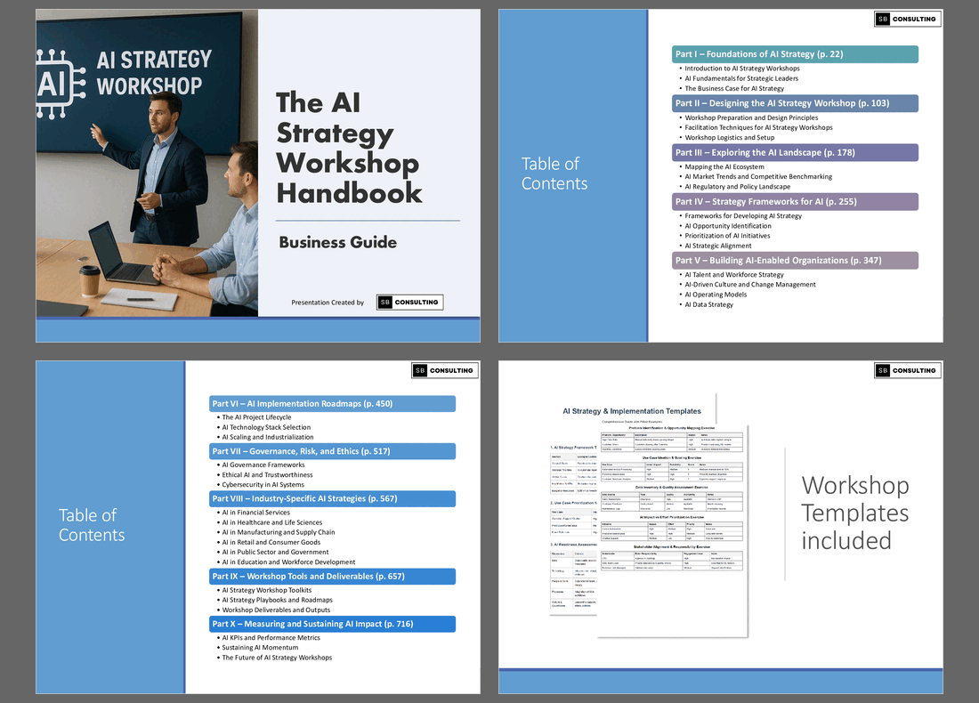 AI Strategy Workshop Handbook (772-slide PPT PowerPoint presentation slide deck (PPTX)) Preview Image