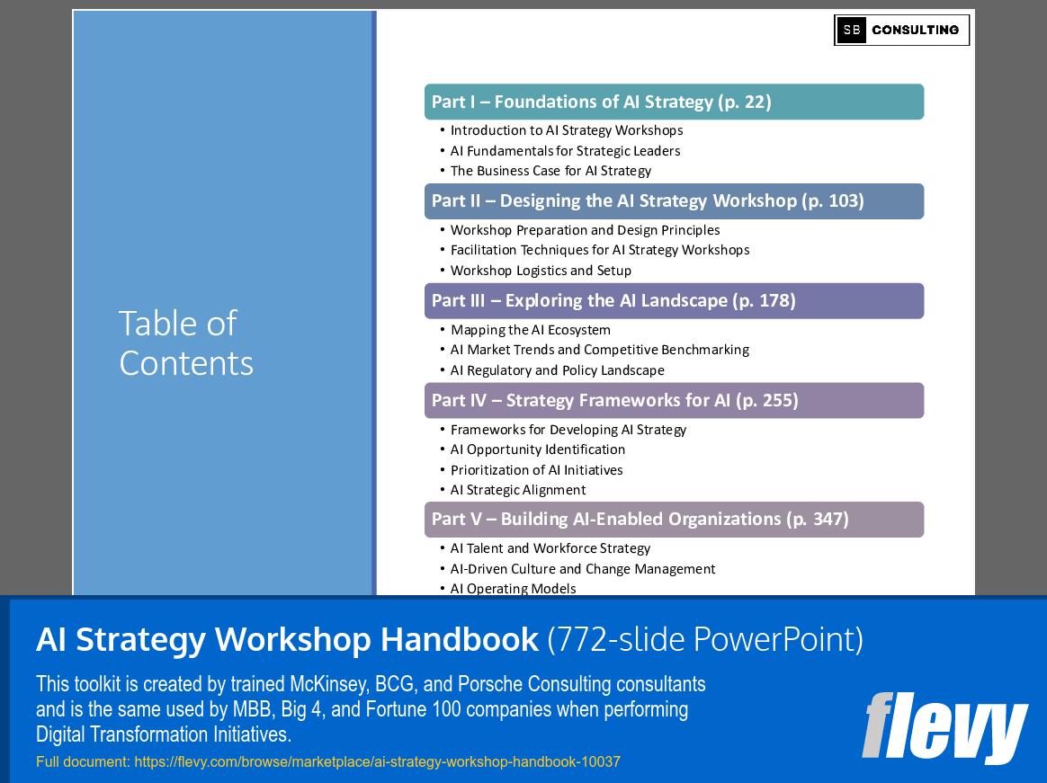 AI Strategy Workshop Handbook (772-slide PPT PowerPoint presentation slide deck (PPTX)) Preview Image