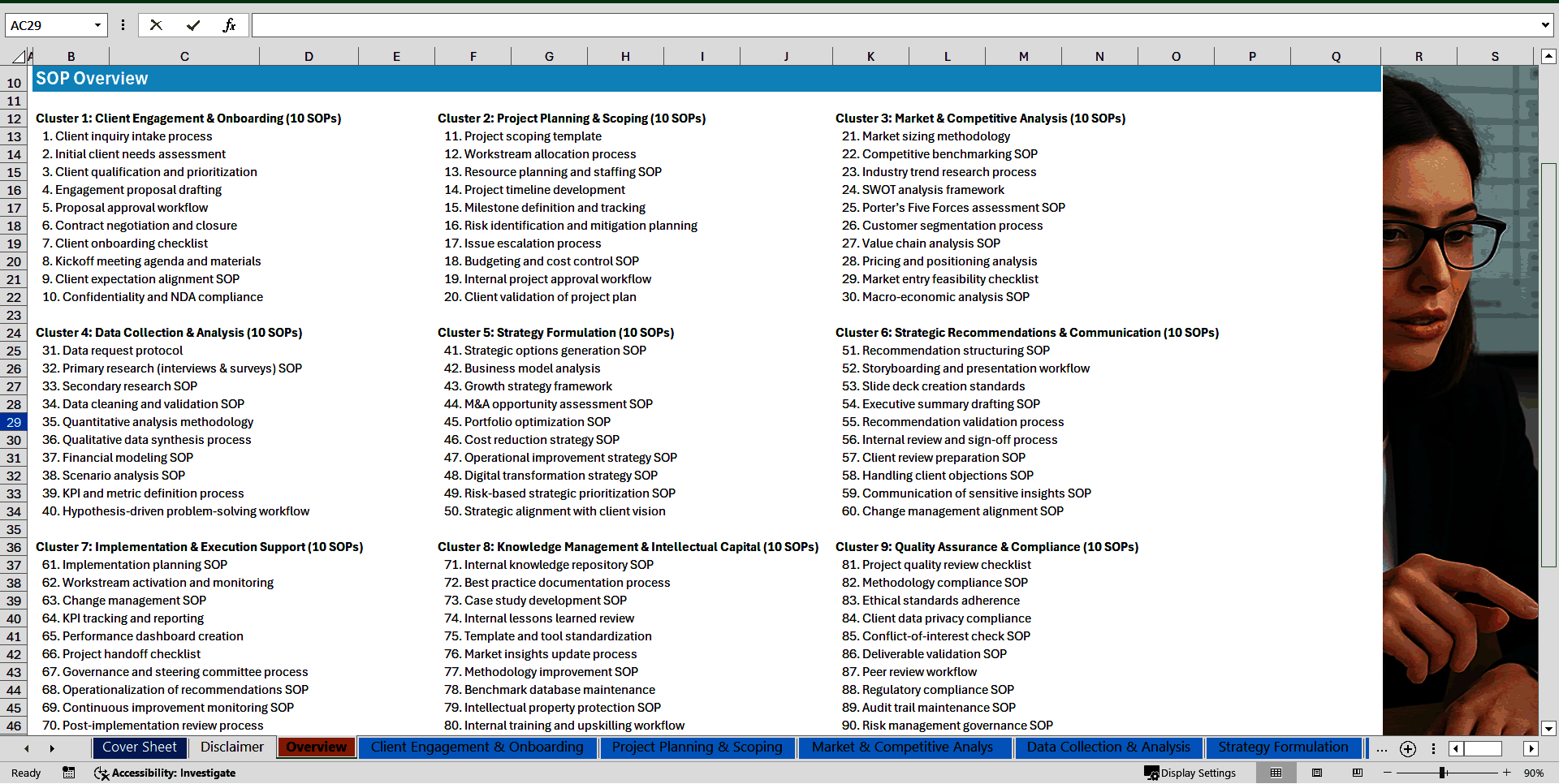 100 Strategy Consulting SOPs (Excel template (XLSX)) Preview Image