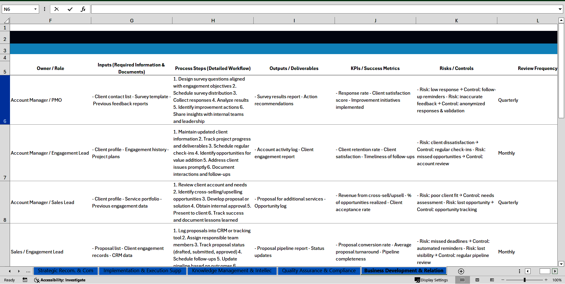 100 Strategy Consulting SOPs (Excel template (XLSX)) Preview Image