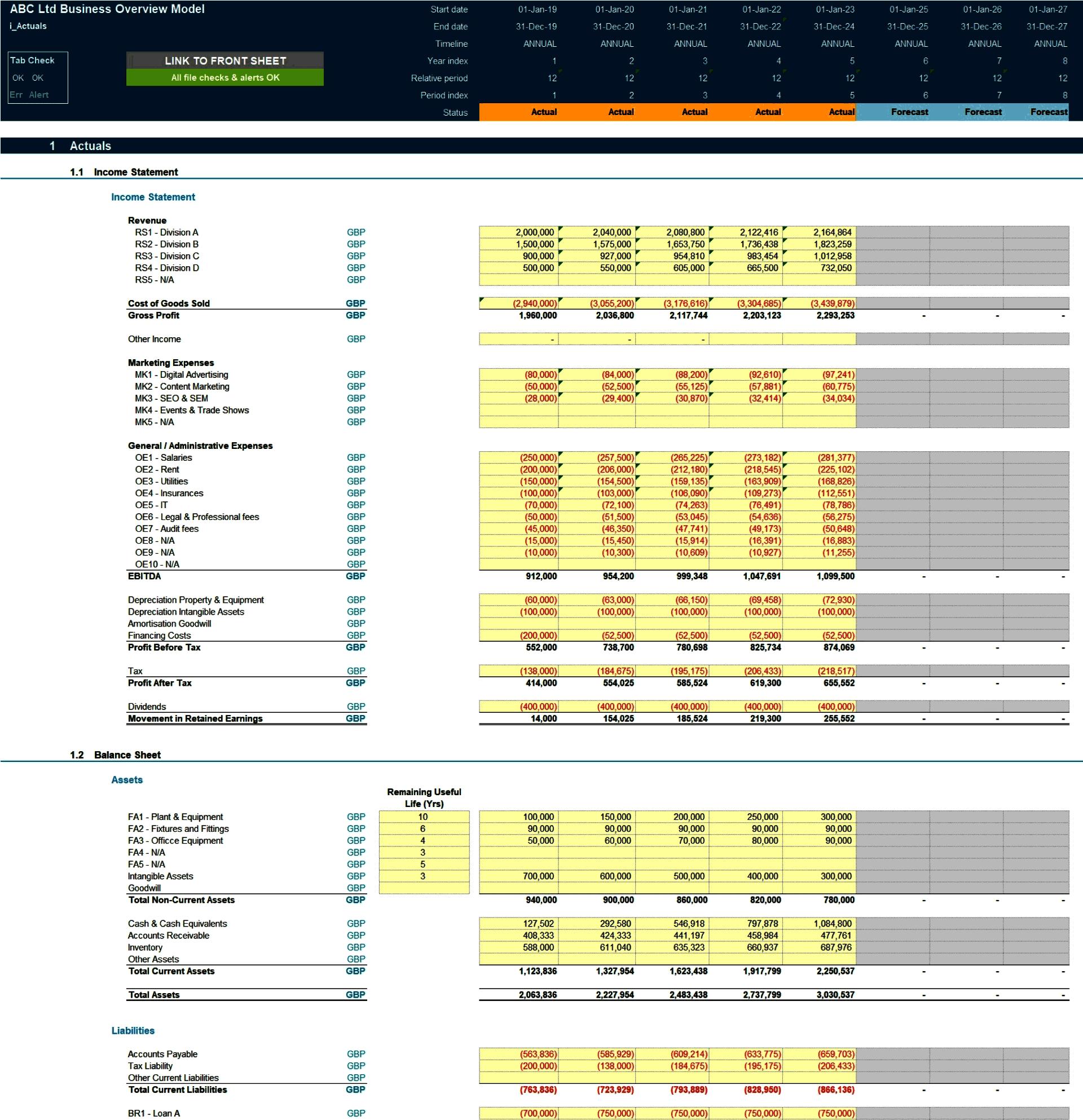Business Overview Excel Financial Model (Excel template (XLSX)) Preview Image