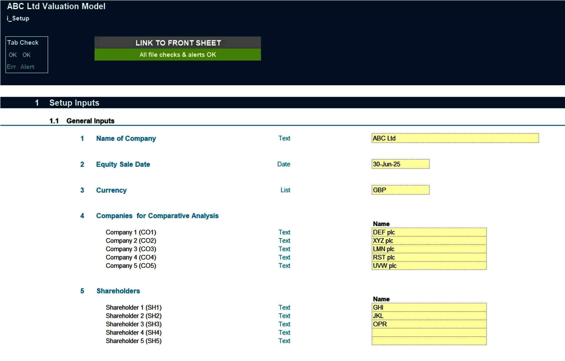 Generic Company Valuation Financial Model (Excel template (XLSX)) Preview Image