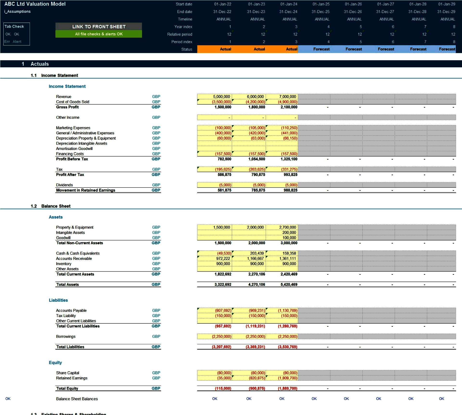 Generic Company Valuation Financial Model (Excel template (XLSX)) Preview Image