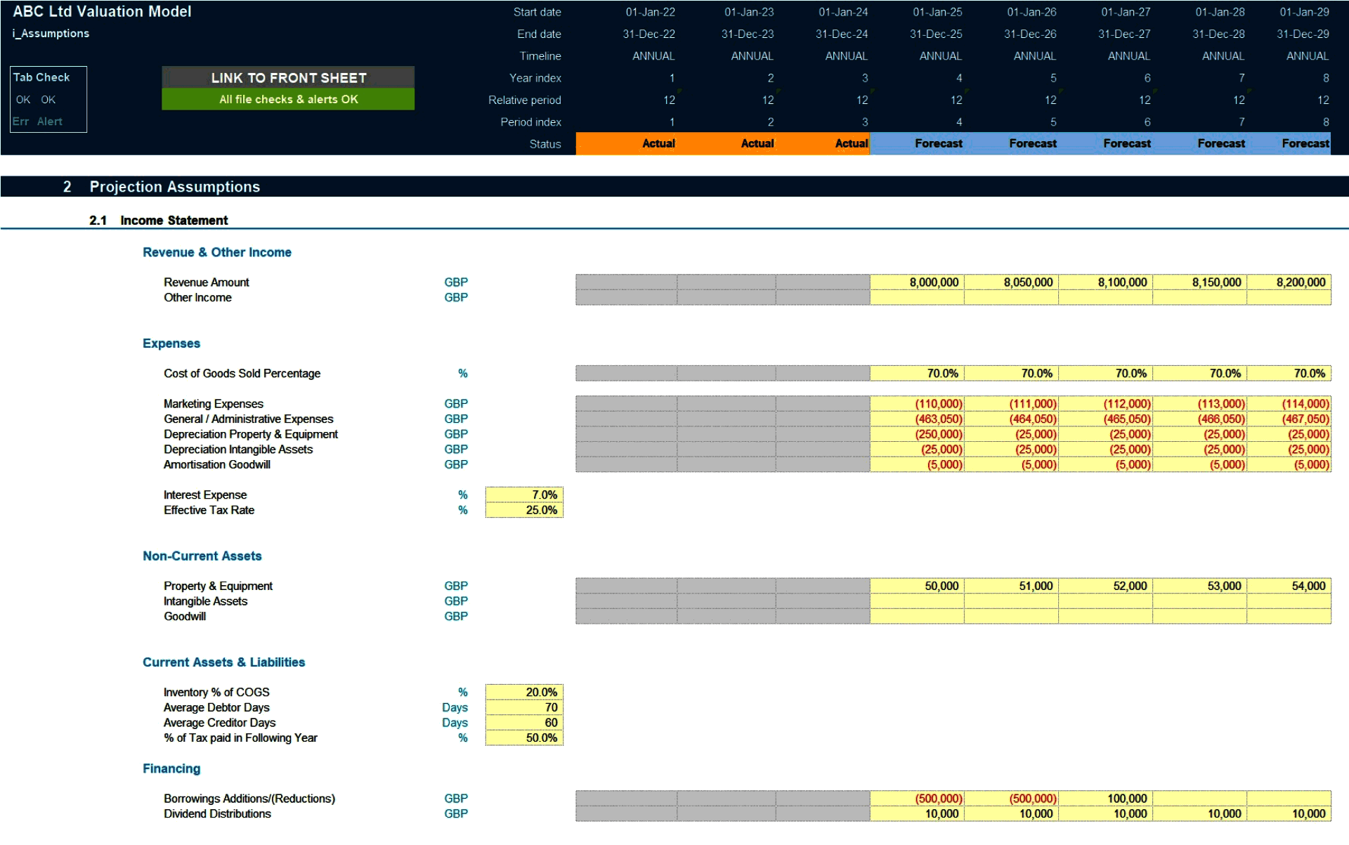 Generic Company Valuation Financial Model (Excel template (XLSX)) Preview Image