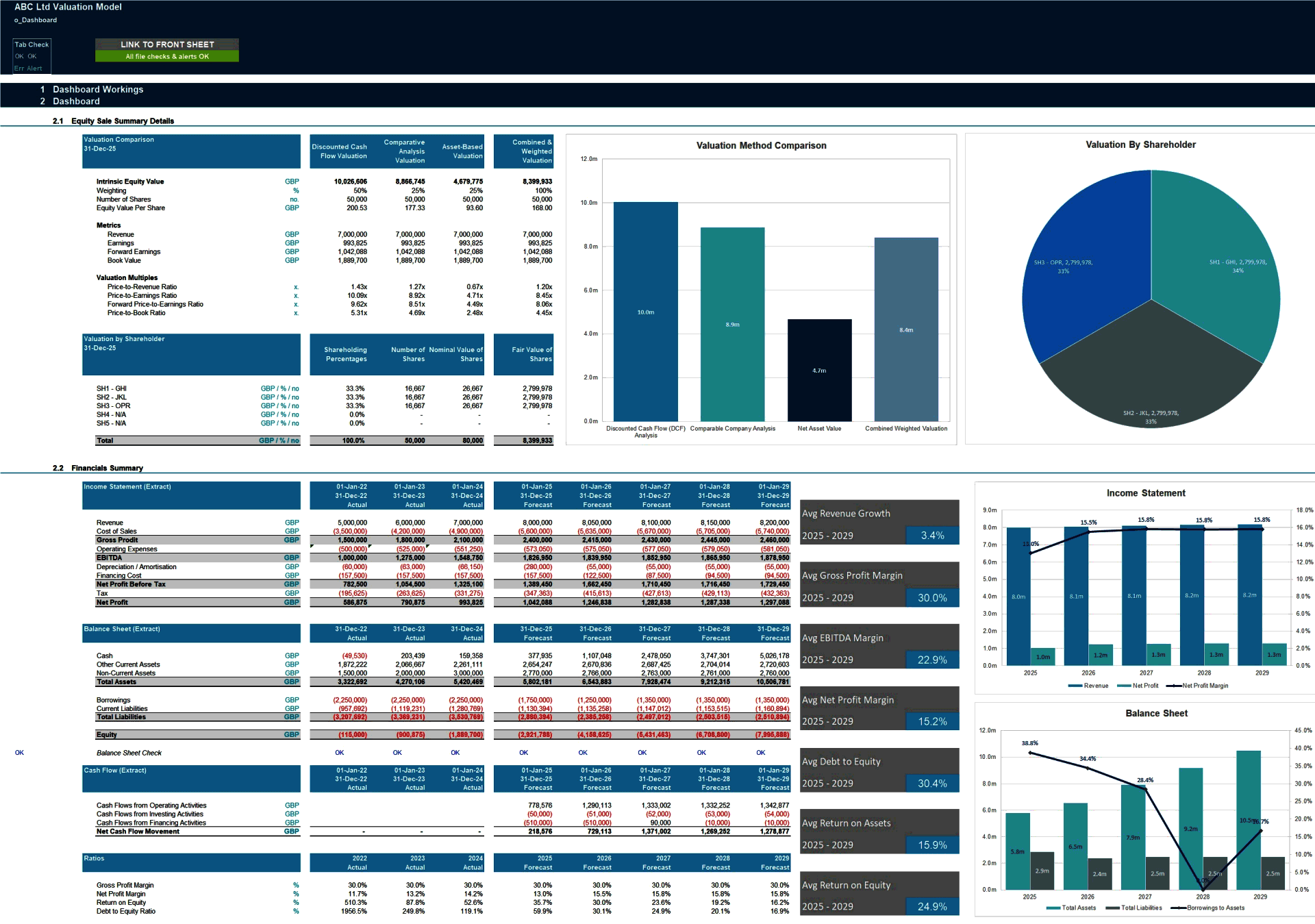 Generic Company Valuation Financial Model (Excel template (XLSX)) Preview Image