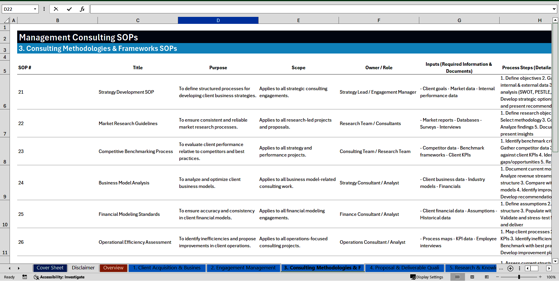 100+ Management Consulting SOPs (Excel template (XLSX)) Preview Image