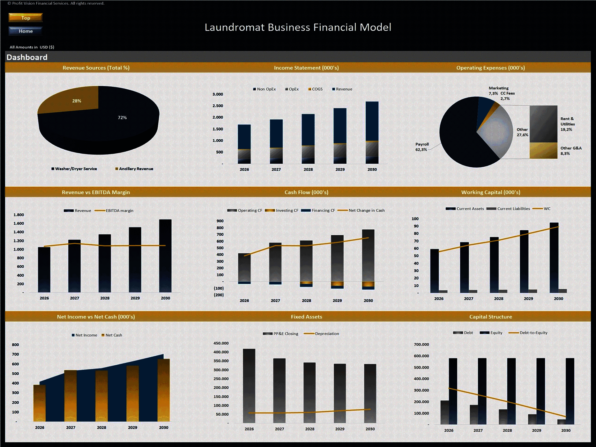 Laundromat Business – 5 Year Financial Model (Excel template (XLSX)) Preview Image