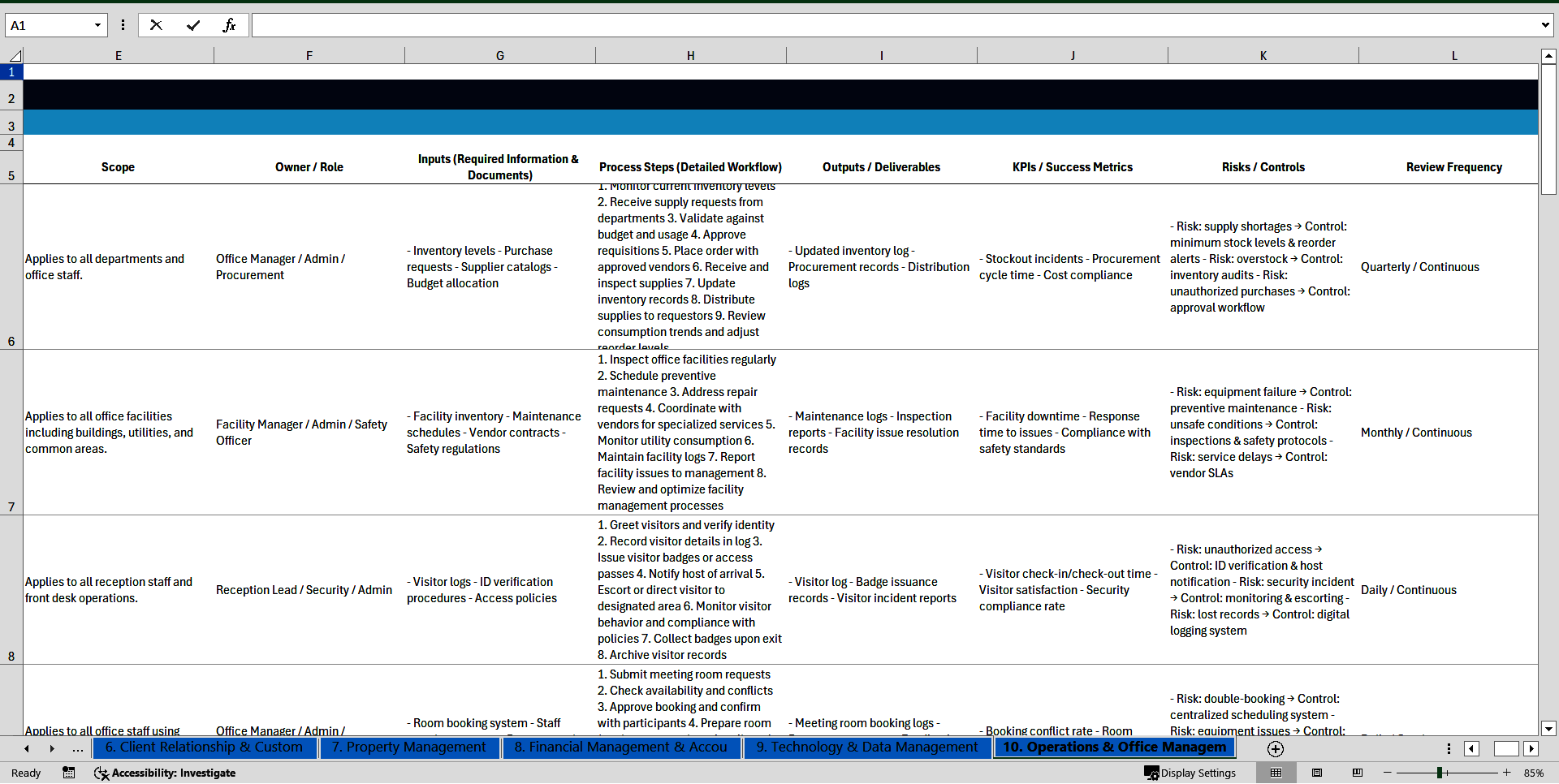 100+ Real Estate Agency SOPs (Excel template (XLSX)) Preview Image