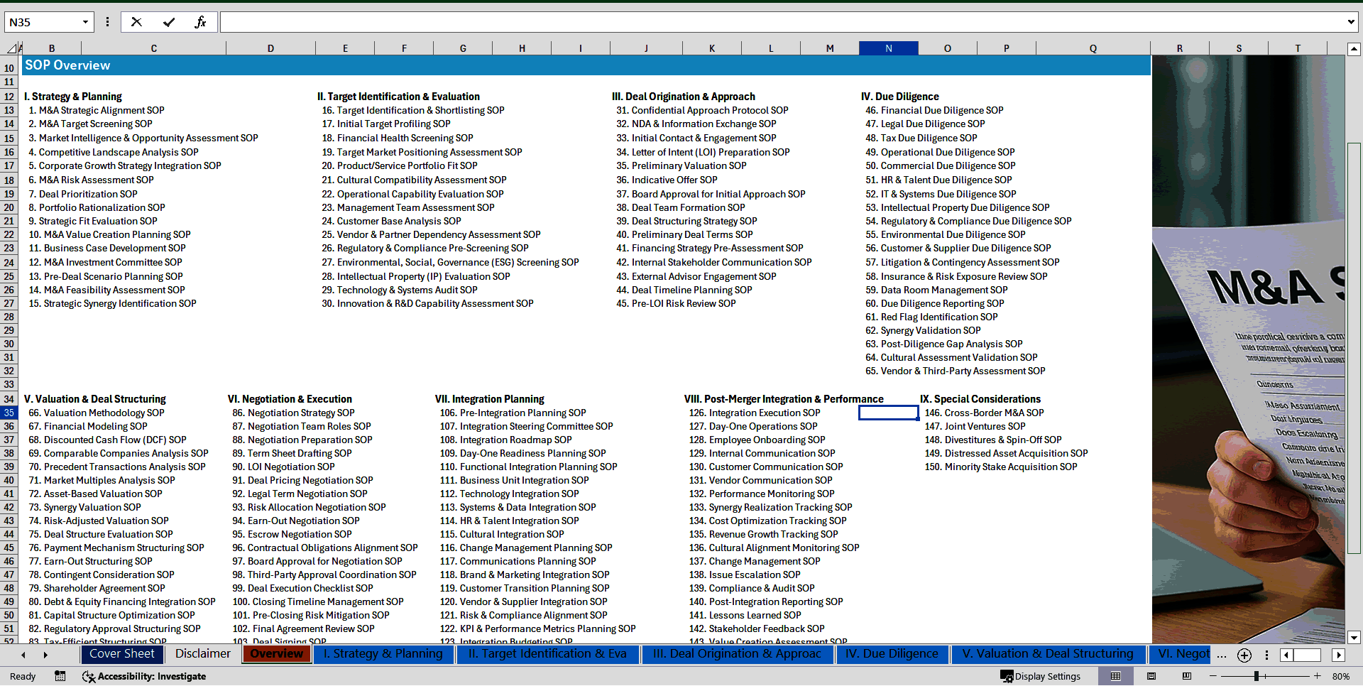 100+ Mergers and Acquisitions (M&A) SOPs (Excel template (XLSX)) Preview Image