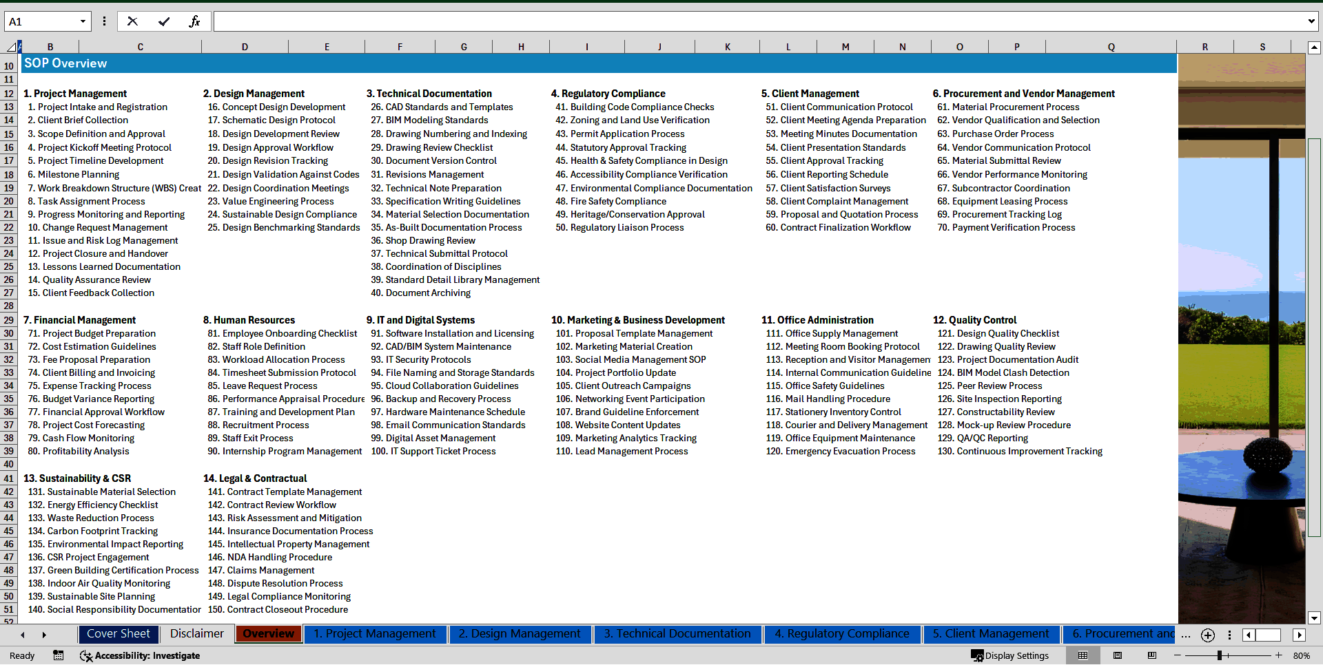 100+ Architecture Office SOPs (Excel template (XLSX)) Preview Image
