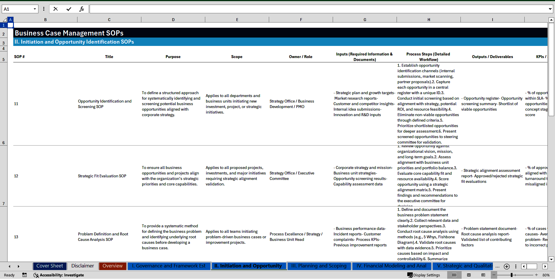 100+ Business Case Management SOPs (Excel template (XLSX)) Preview Image
