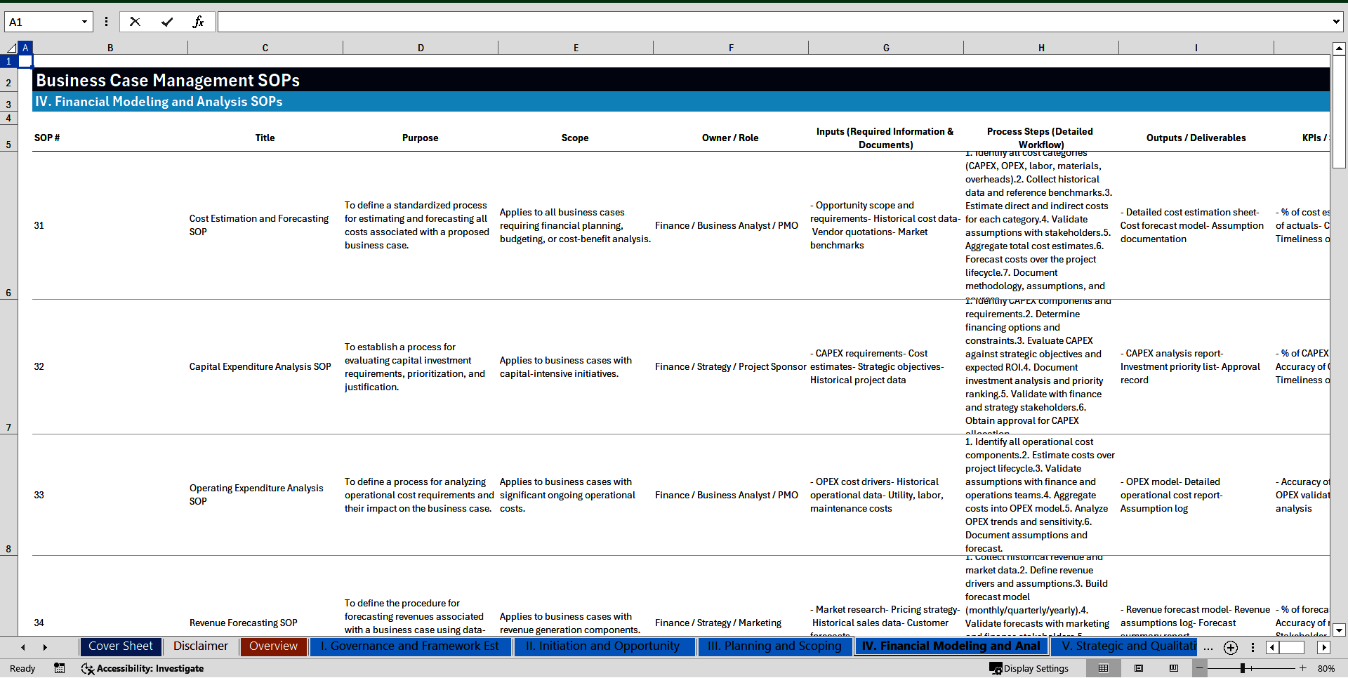100+ Business Case Management SOPs (Excel template (XLSX)) Preview Image