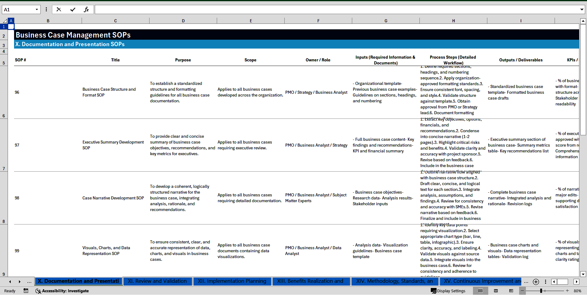 100+ Business Case Management SOPs (Excel template (XLSX)) Preview Image
